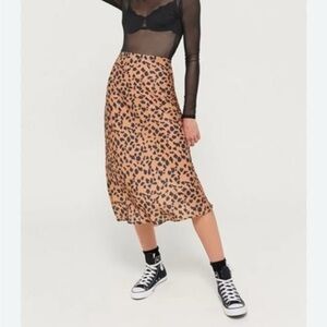 Urban Outfitters S animal print midi slip skirt